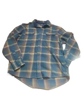 Orvis Shacket Adult Large Blue Plaid Flannel Pockets Cotton Outdoor Mens VGU